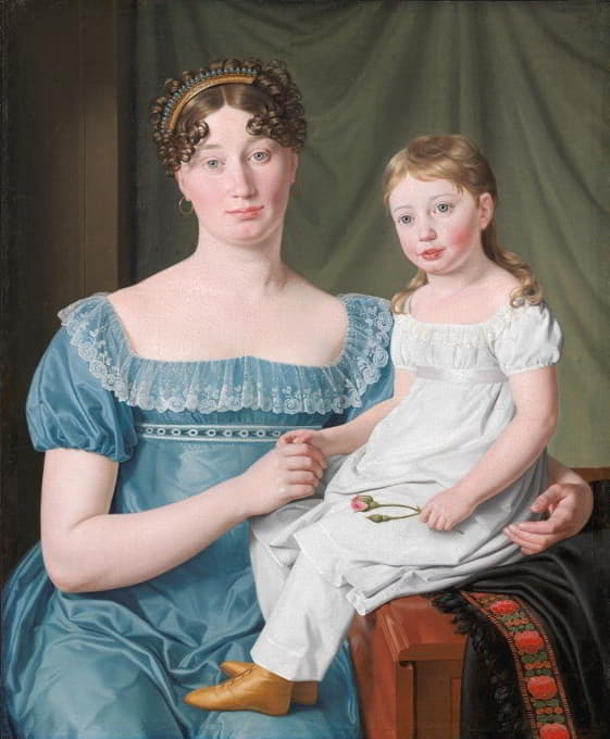 C.W. Eckersberg - Portrait of a Noblewoman Sophie Hedvig Løvenskiold and her Three-Year-Old Daughter