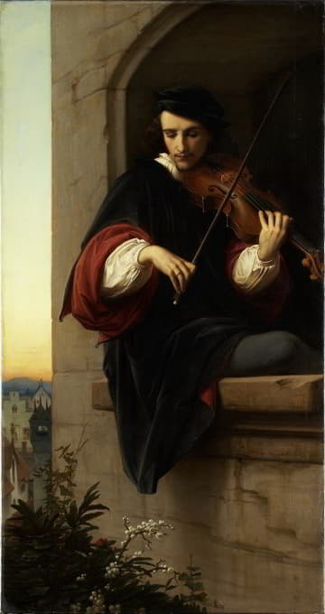 Edward Von Steinle - Violinist in the Belfry Window