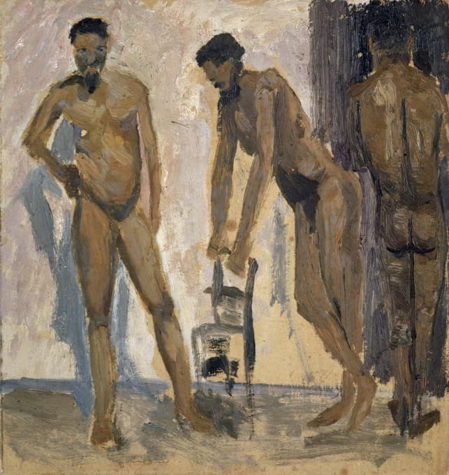 三个黑人裸体男子