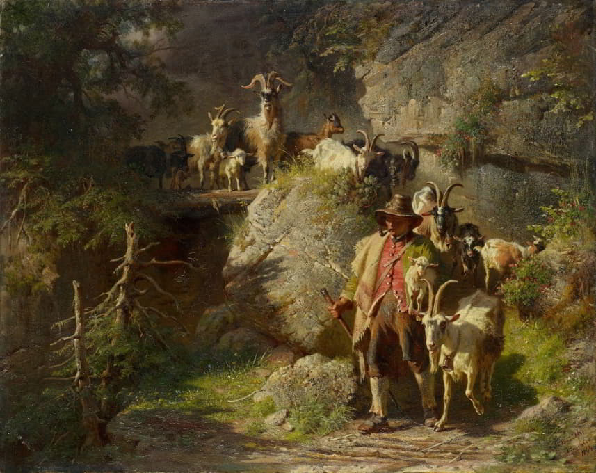 Josef Anton Braith - Shepherd with Flock of Goats