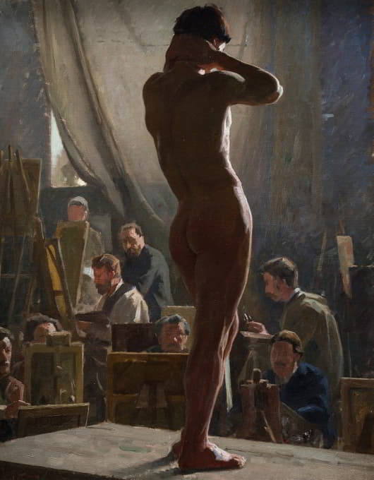 Laurits Tuxen - Male Nude in the Studio of Bonnat