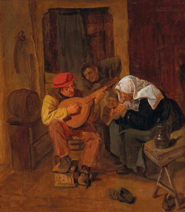 Harmen Hals - An Interior With Peasants Making Music