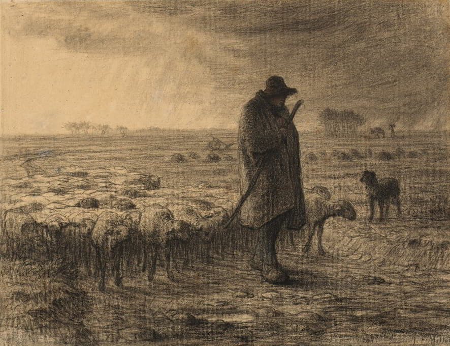 Jean-François Millet - Shepherd Returning With His Flock