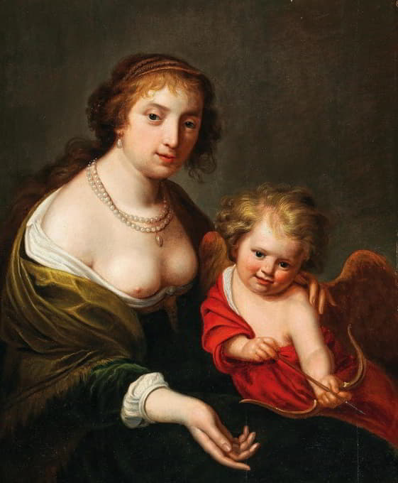 Johannes Paulus Moreelse - A Mother And Child As Venus And Cupid