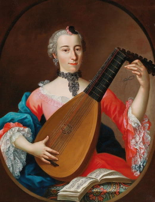 Southern German School - An Elegant Lady With A Lute