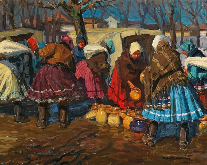 Tivadar Josef Mousson - A Pottery Market In Mihalovce