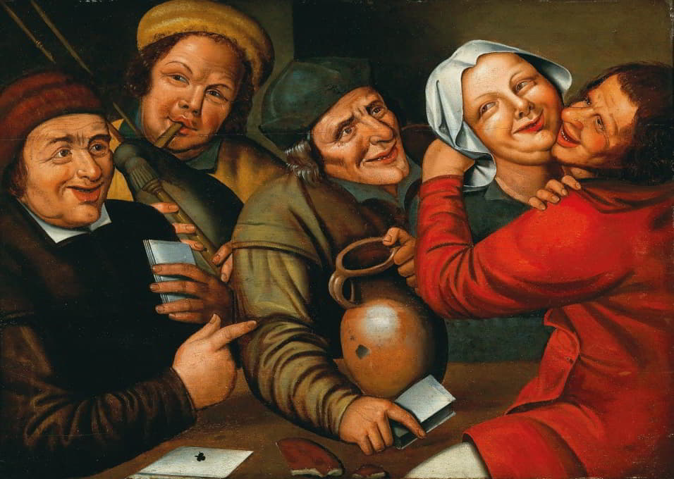 Workshop of Jan Massys - Peasants Carousing And Playing Cards