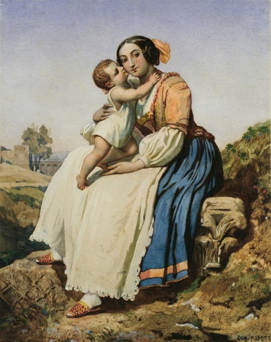 Dominique Louis Papety - An Italian Peasant Woman and Child