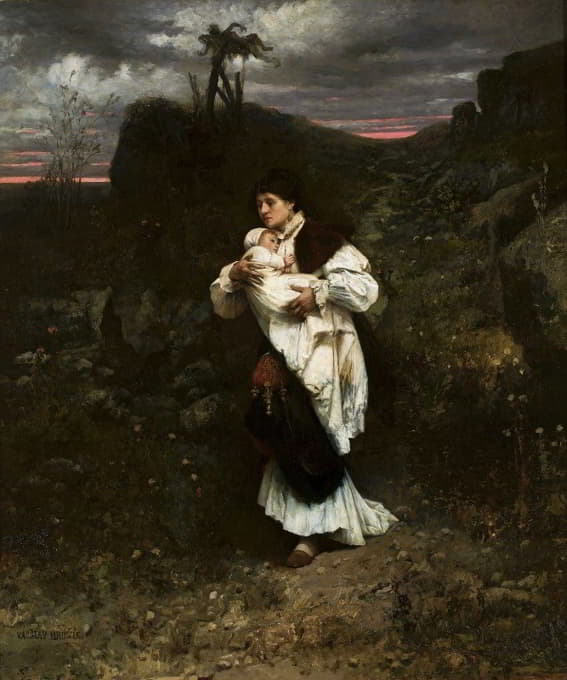 Václav Brožík - Woman with a child