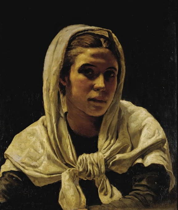 Frank Bramley - Portrait Of A Young Breton Woman