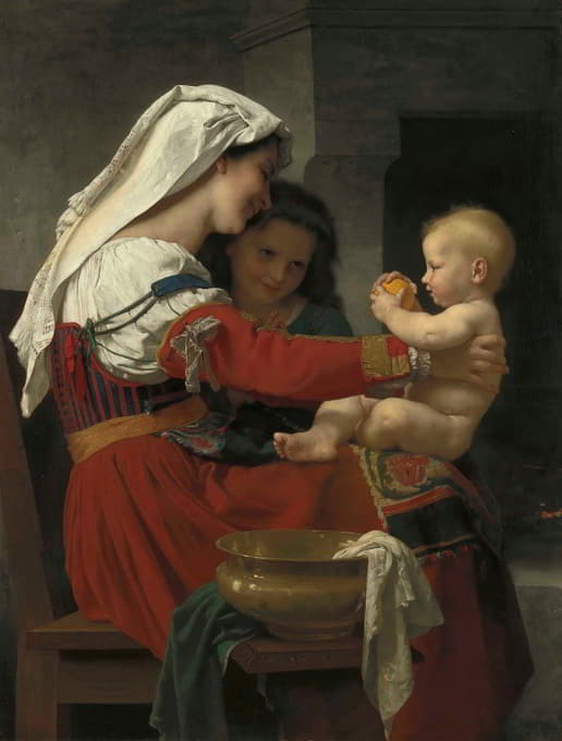 William-Adolphe Bouguereau - Admiration maternelle – le bain