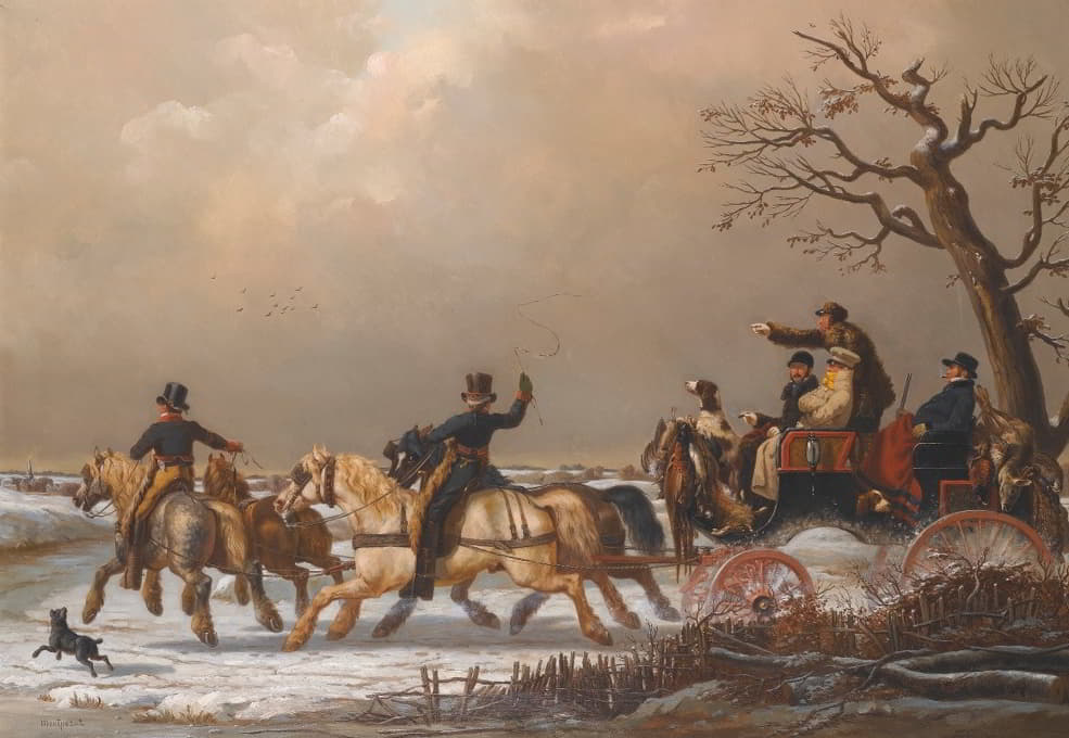 Henri Auguste d'Ainecy Montpezat - A Winter Carriage Ride