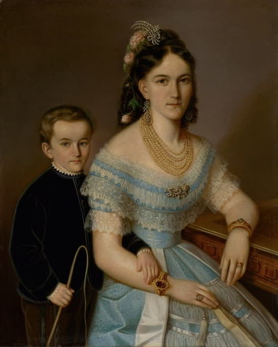 Peter Michal Bohúň - Portrait of Ľudmila Zmeškalová (neé Pongráczová) with son Jozef