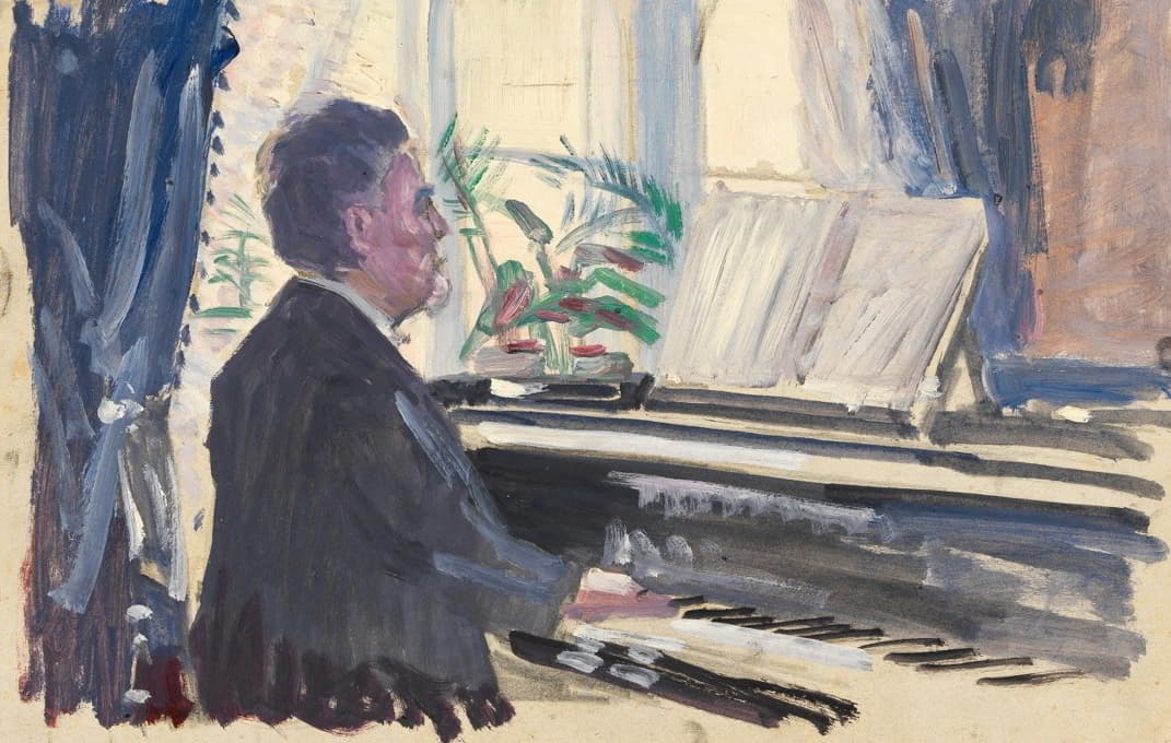 利奥波德·齐哈泽克在钢琴前（速写）