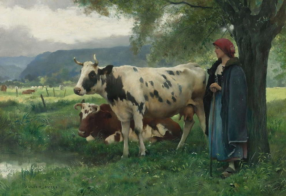 Julien Dupré - Peasant woman with cows