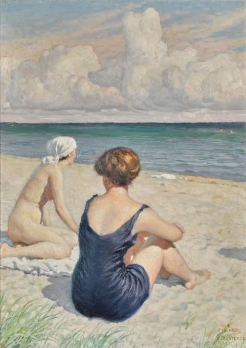 Paul Fischer - Bathers on the beach, Falsterbo