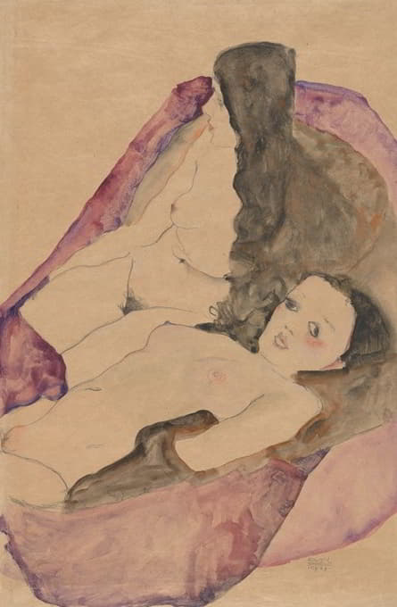 Egon Schiele - Two Reclining Nudes