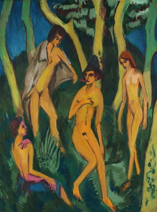 Ernst Ludwig Kirchner - Vier akte unter bäumen (four nudes under trees)