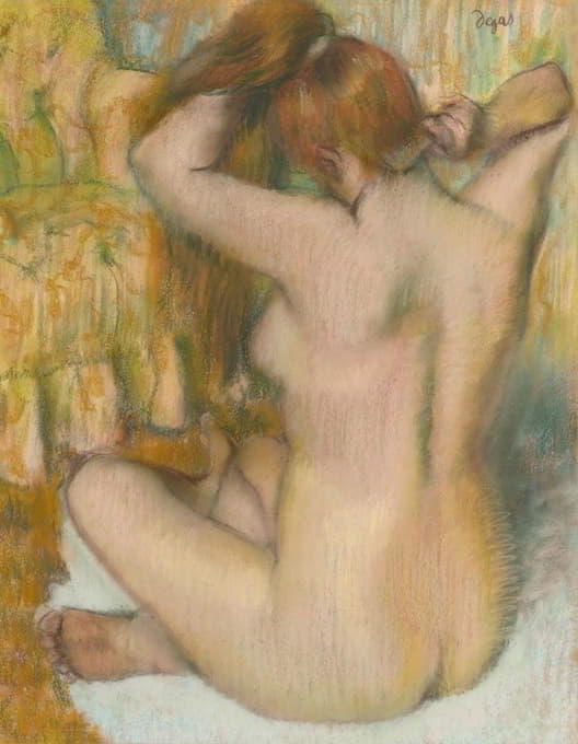 裸体、背部、梳头的女人（画画的女人）