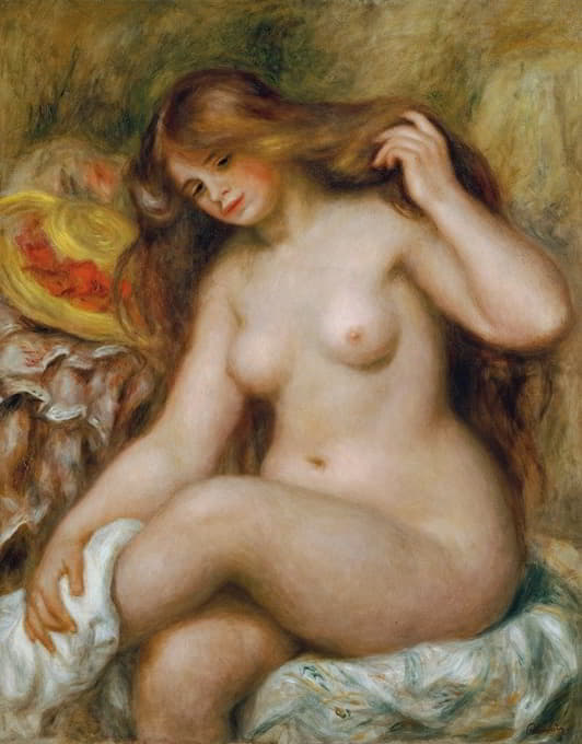 Pierre-Auguste Renoir - Badende mit blondem, offenem Haar