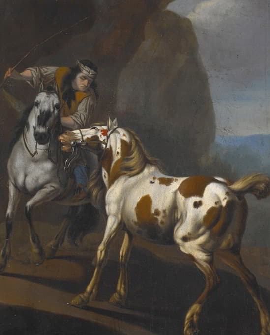 Johann Heinrich Roos - Indian taming a horse