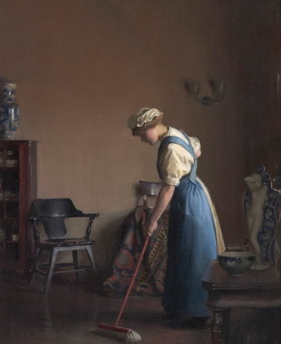 William McGregor Paxton - Girl Sweeping