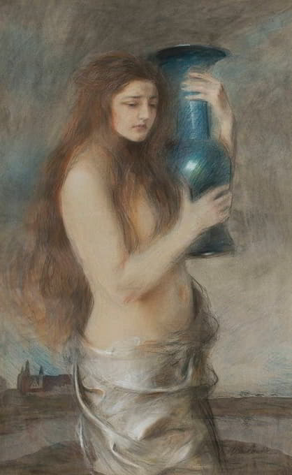 Teodor Axentowicz - Girl with a blue vase (Tears)