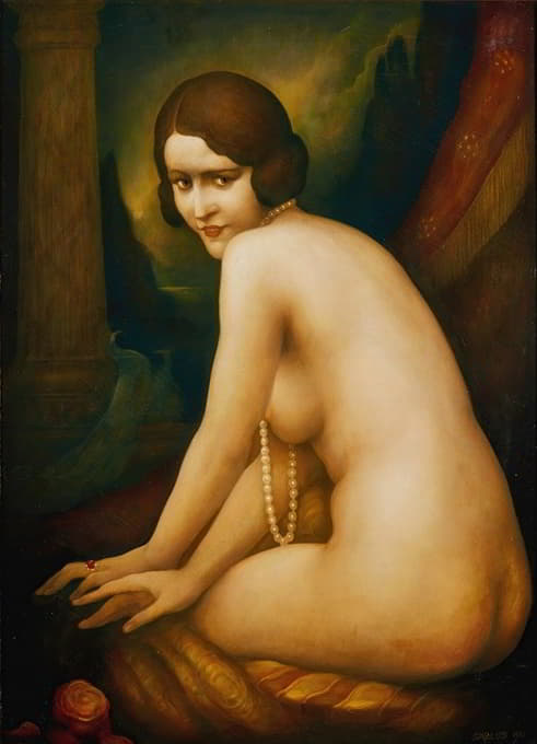 Léonard Sarluis - Woman With A Pearl Necklace