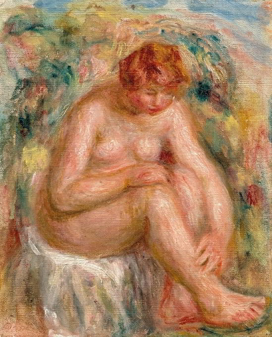 Pierre-Auguste Renoir - Femme nue assise vue de trois-quarts (Baigneuse)