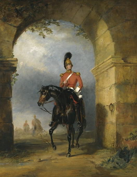 George Henry Laporte - Portrait Of An Officer Of Dragoon Guards