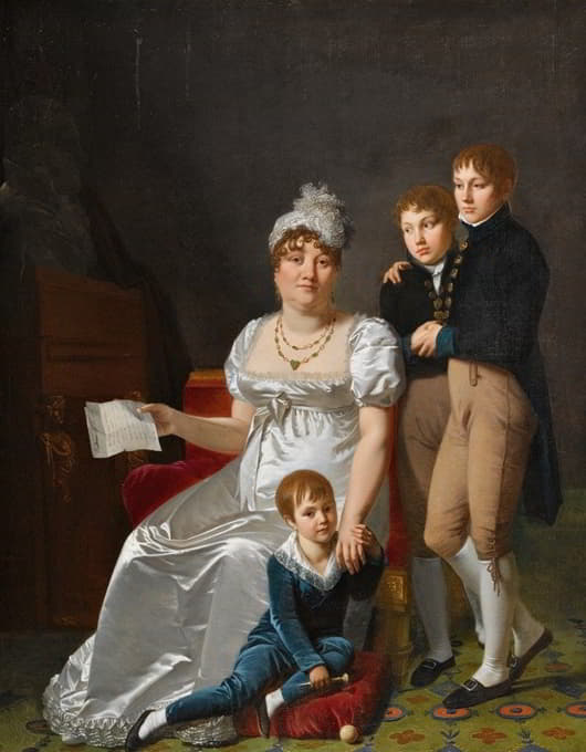 Jacques Antoine Vallin - Portrait of Madame B., Née Etiennette Delagrange With Her Three Sons