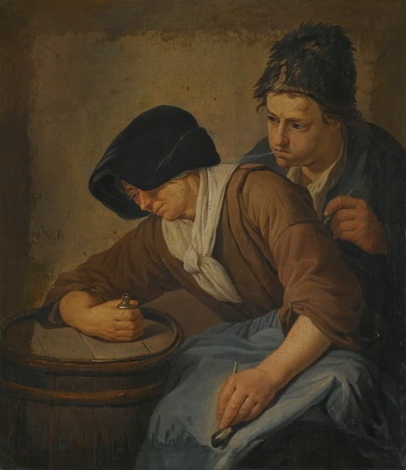 Norbert van Bloemen - Interior With a Man And a Woman Smoking