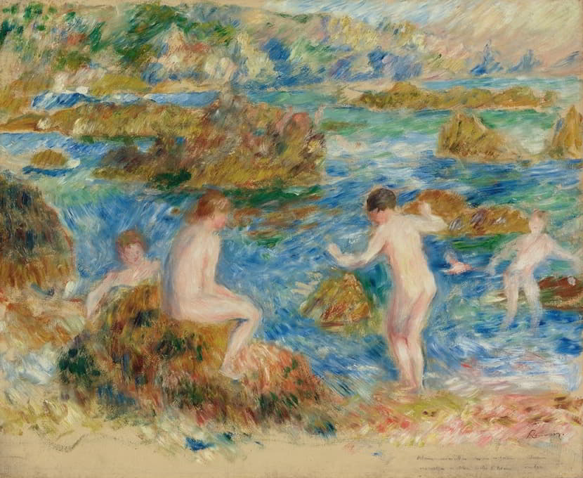 Pierre-Auguste Renoir - Garçons Nus Dans Les Rochers À Guernsey