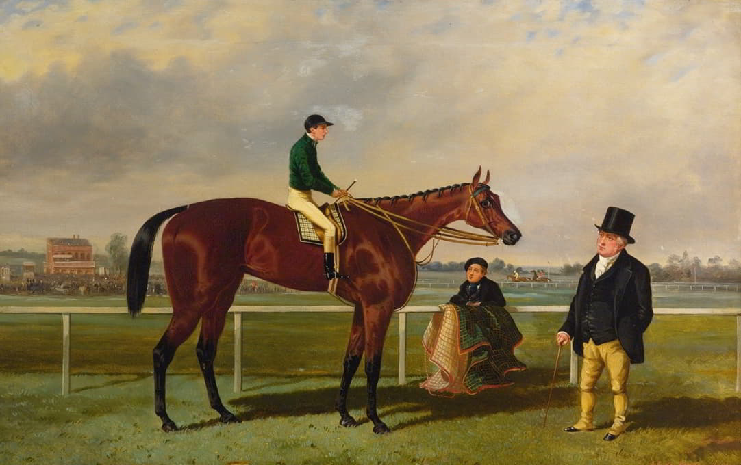 Alfred F. De Prades - Mr. Martinson’s Nancy, F. Marson Up, J. Marson And A Groom (After A Painting By Harry Hall)