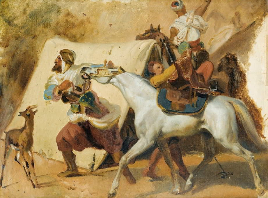 Horace Vernet - Study for the attack of Abd el Kader ‘s Smalah by the Duke d’Aumale