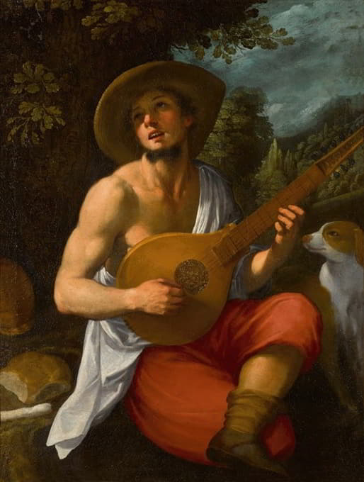 Astolfo Petrazzi - A shepherd playing the cetera