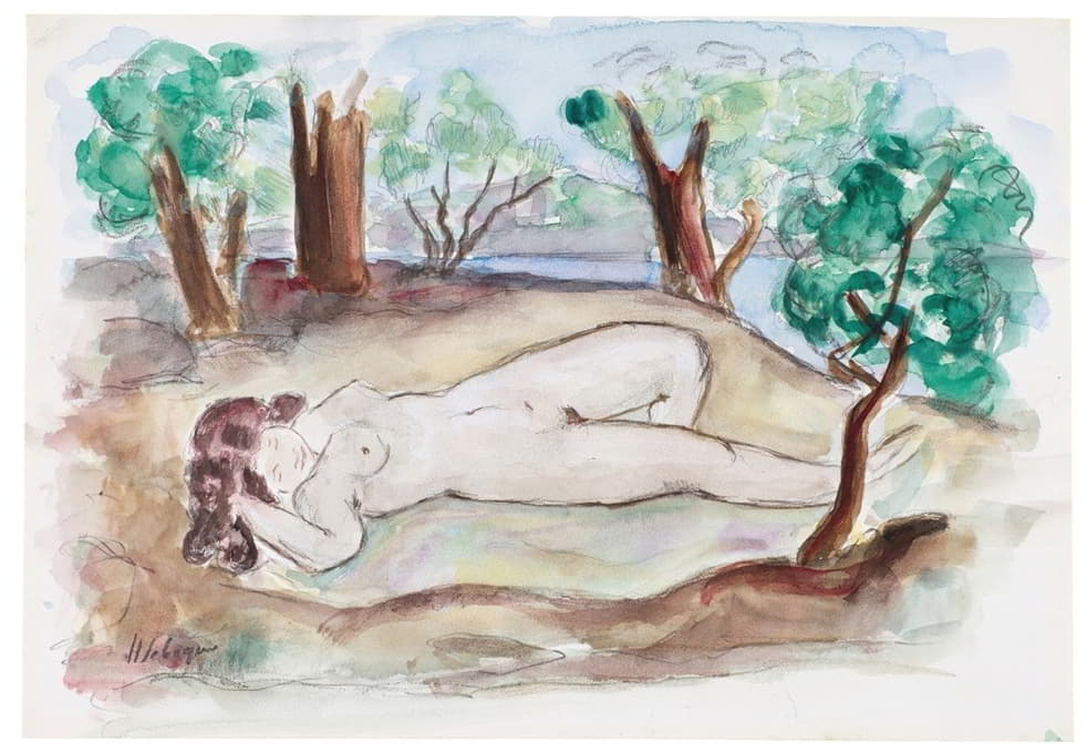 裸体躺在圣特罗佩斯的风景中