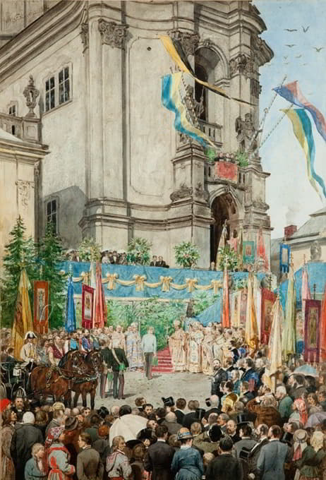 “皇帝在利沃夫的圣乔治大教堂前欢迎”