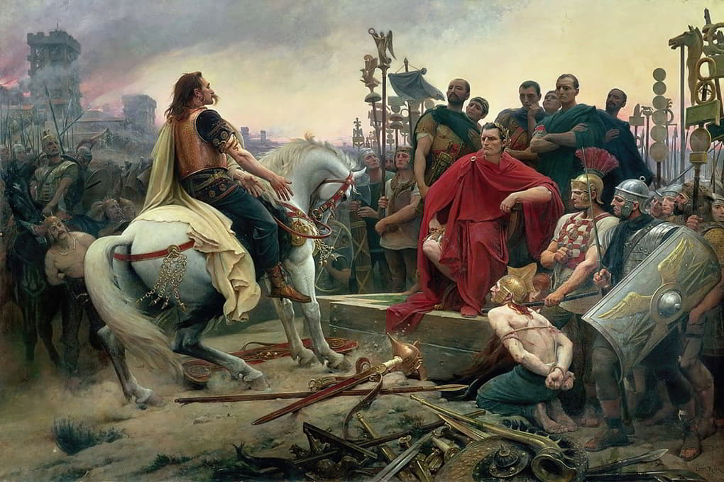Lionel Royer - Vercingetorix throws down his arms at the feet of Julius Caesar