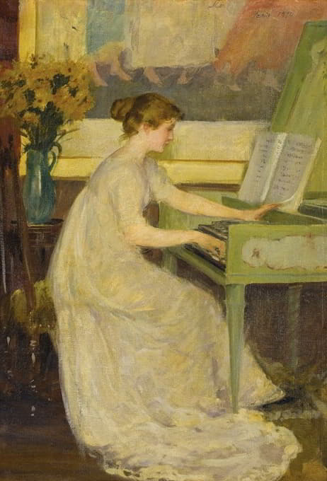 弹奏大键琴的女孩