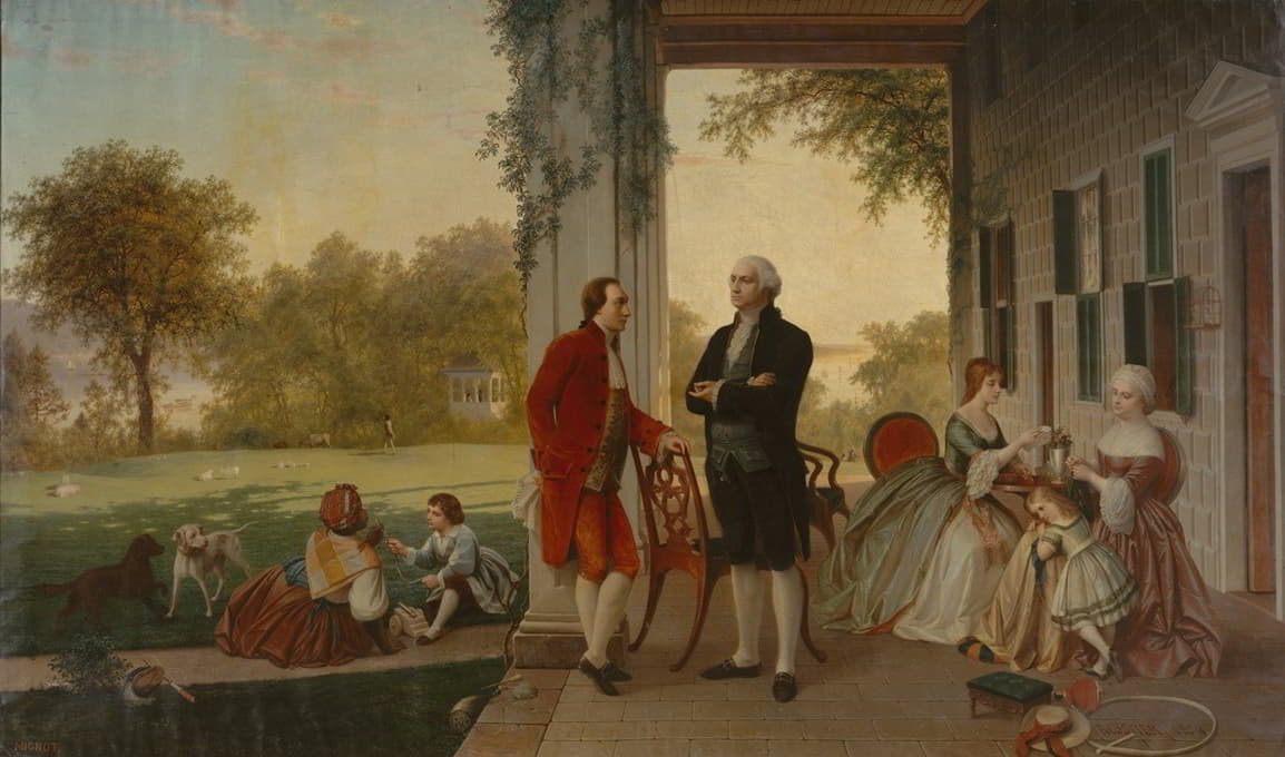 华盛顿和拉斐特在弗农山，1784年（战后华盛顿的故乡）