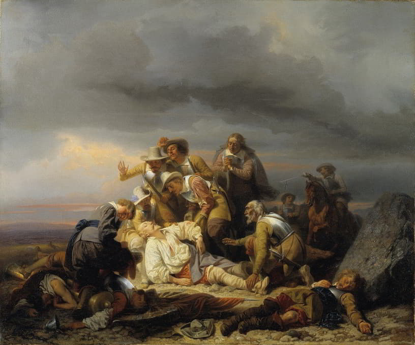 Carl Wahlbom - Finding the Body of King Gustav II Adolf of Sweden after the Battle of Lütze
