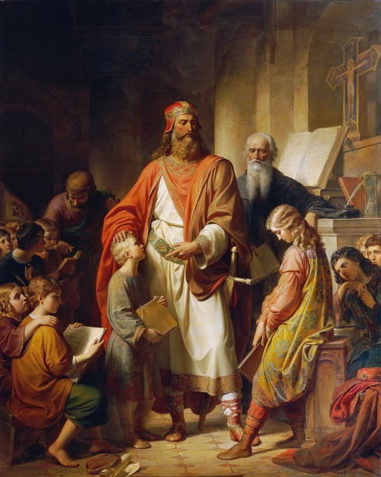 Karl von Blaas - Charlemagne rebukes the careless students