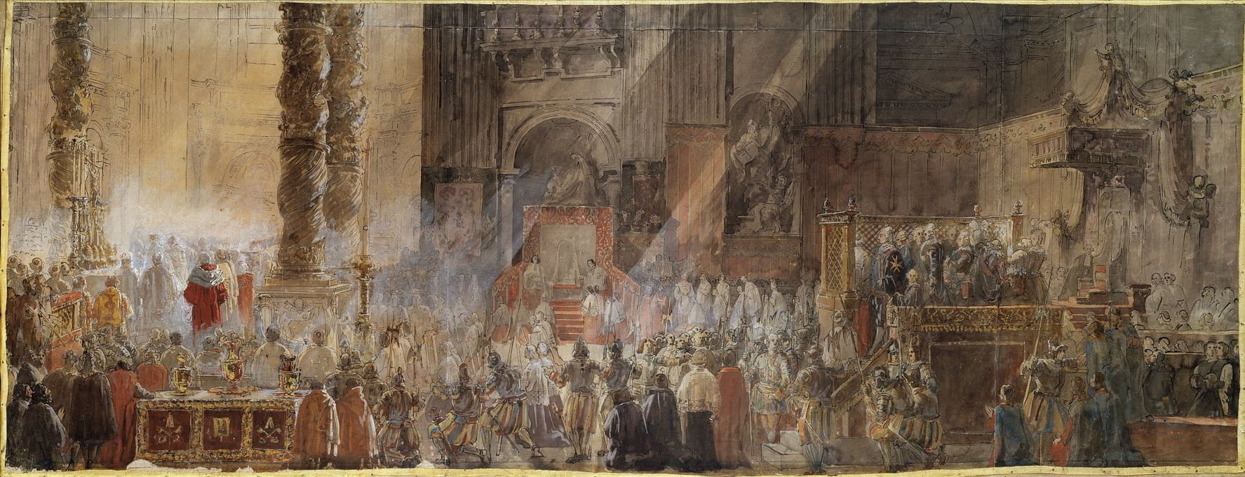 1783年，古斯塔夫斯三世在罗马圣彼得教堂参加圣诞弥撒