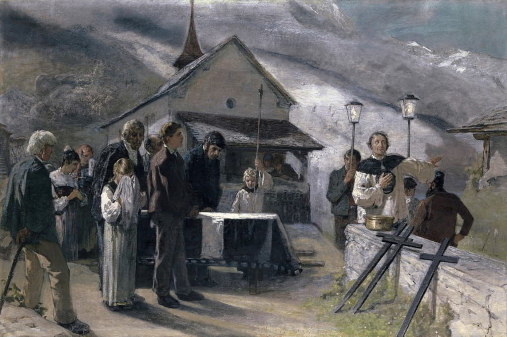 Ernst Stückelberg - The Funeral After The Landslide Of Spiringen, Uri 1887