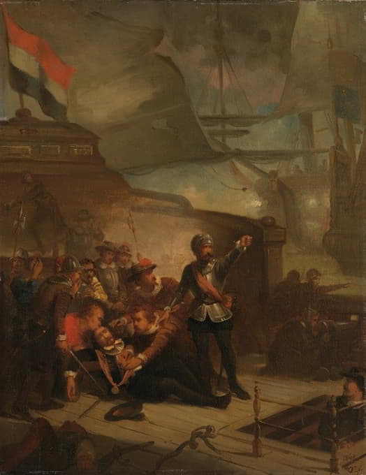 Paul Tetar van Elven - Maarten Harpertsz. Tromp sneuvelt, Anno 1653