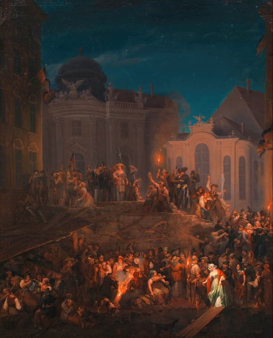 Anton Ziegler - Die Barrikade auf dem Michaelerplatz in der Nacht vom 26. auf den 27. Mai 1848