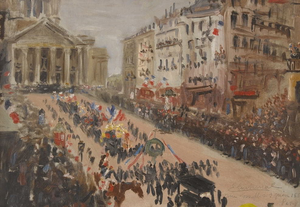 Edmond Lachenal - Les funérailles de Victor Hugo, le cortège rue Soufflot