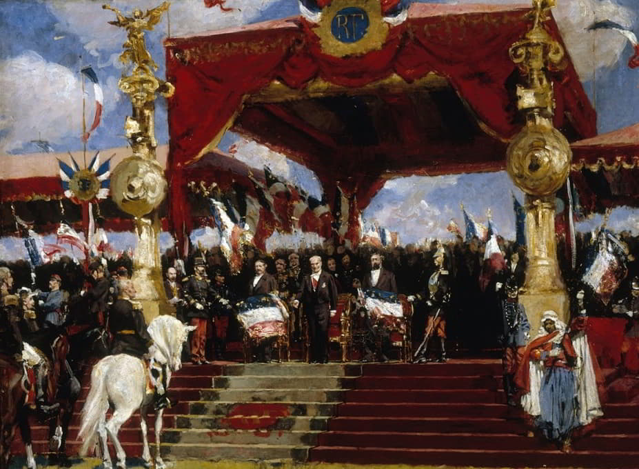 Jules-Arsène Garnier - La distribution des drapeaux à Longchamp le 14 juillet 1880
