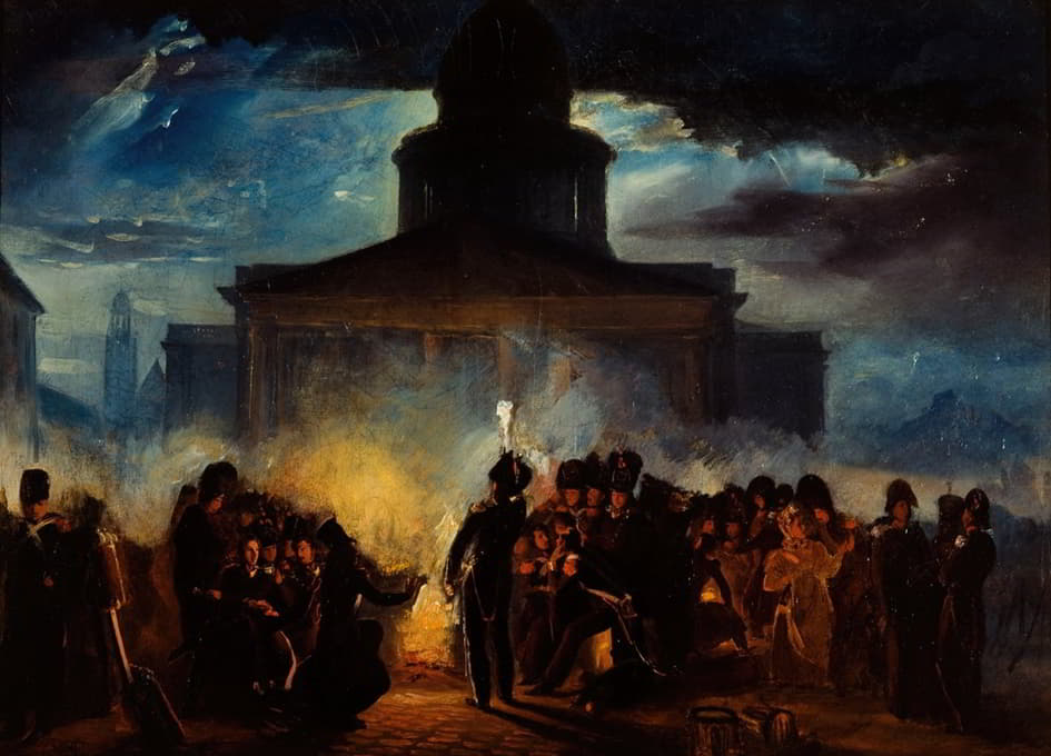 Denis Auguste Marie Raffet - Bivouac place du Panthéon, dans la nuit du 22 au 23 décembre 1830
